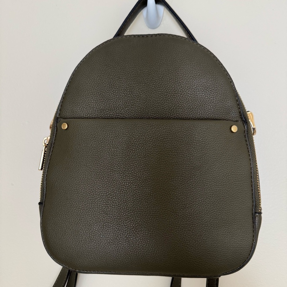 a new day Olive Green Pebbled Mini Backpack with Gold Hardware